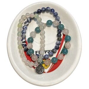 VARIOUS women's set of 3 colourful beautiful glass/stone beaded bracelet.